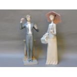Two Lladro figures, 'Conductor' and 'Dressmaker', tallest 37cm