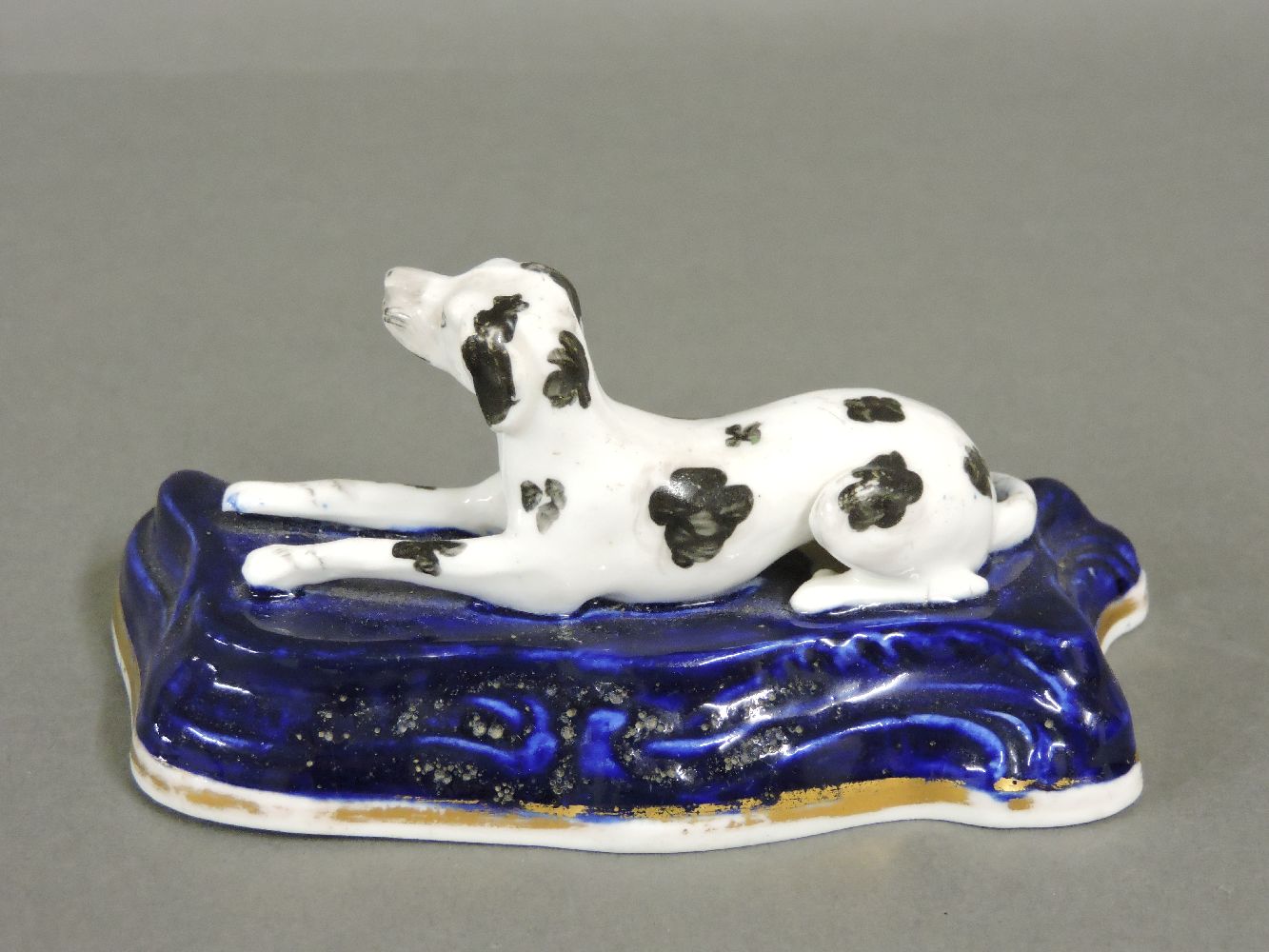 A pair of Continental porcelain spill vases, and a Staffordshire dog - Image 5 of 6