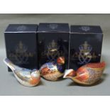 Three Royal Crown porcelain paperweights, Partridge limited edition 3051/4500, Hen Pheasant, and