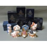 Seven various Royal Crown Derby porcelain paperweights, to include Riverbank Beaver 4051/500,