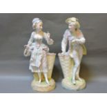 A pair of Sitzendorf porcelain figures, 40cm high
