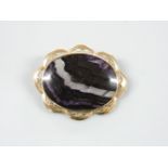 A 9ct gold blue John oval brooch