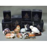 Seven various Royal Crown Derby porcelain paperweights, to include Orchard Hedgehog,
