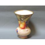 A Royal Worcester vase, painted with pears and blackberries, printed mark 2228, 15.5cm high