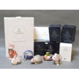 A Royal Crown Derby member's pack, with six animal paperweights representing Derbyshire villages,