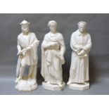 Three parian figures, Dante, Robert Bruce, and a medieval lady, tallest 46cm