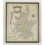 Robert Morden,Scotland,late 17th/early 18th century, hand coloured map,44.5 x 35cm