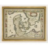 John Speed,'The Kingdome of Denmarke',1626, hand coloured map, text verso,39.5 x 51cm