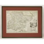 Emon Bowen,An Accurate Map of the County of Essex,18th century, hand coloured map,54 x 72cm
