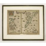 Jan Jansson,'Orcadum et Schetlandiae',17th century, hand coloured map,50.5 x 40.5cm