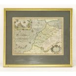 Jodocus Hondius,'Fessae et Marocchi Regna',17th century, hand coloured map,37 x 49cm