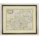 Robert Morden,Hertfordshire,late 17th/early 18th century, hand coloured map,37 x 45cm