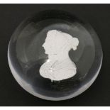 A sulphide Paperweight, 19th century, containing a portrait of Queen Victoria & Prince Albert, in