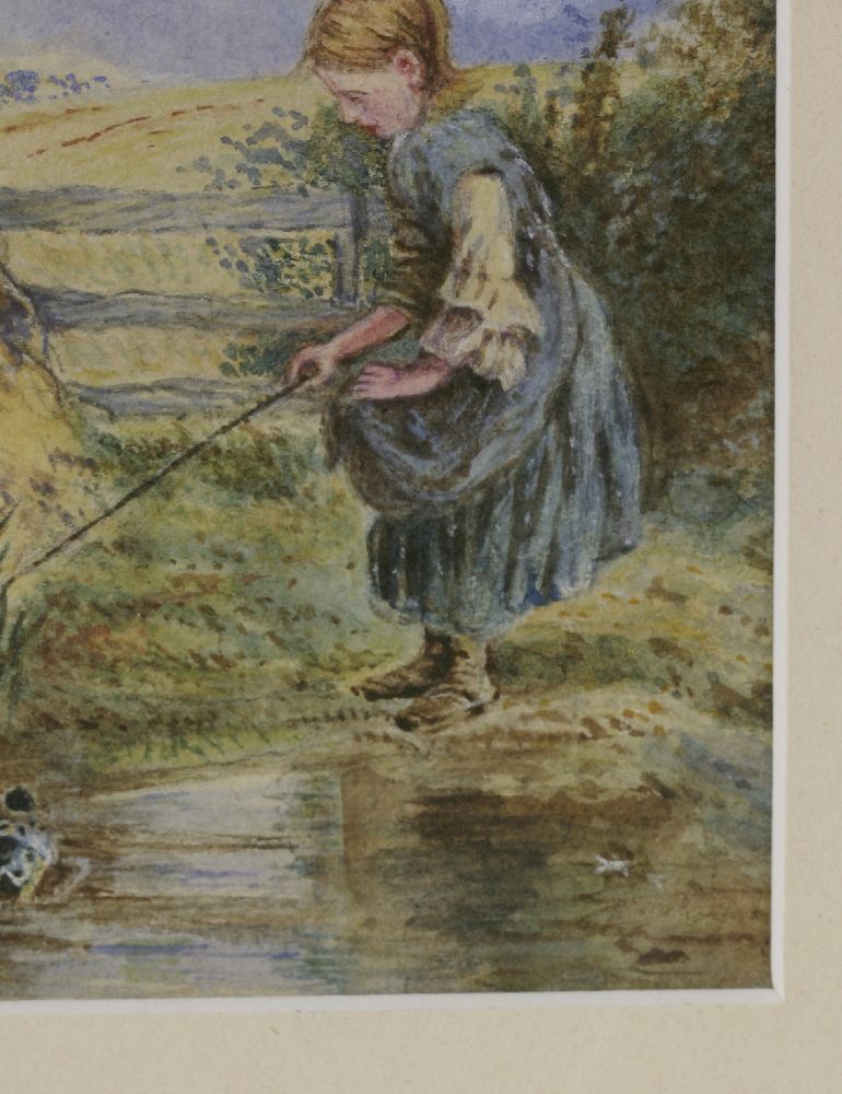 After Myles Birket FosterCHILDREN FISHING FROM A LOG BENCH;A GIRL FISHING WITH DUCKSTwo, - Image 4 of 8