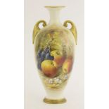 A Royal Worcester Vase,dated 1921, painted with fruit, signed 'Ricketts', numbered 287 with date