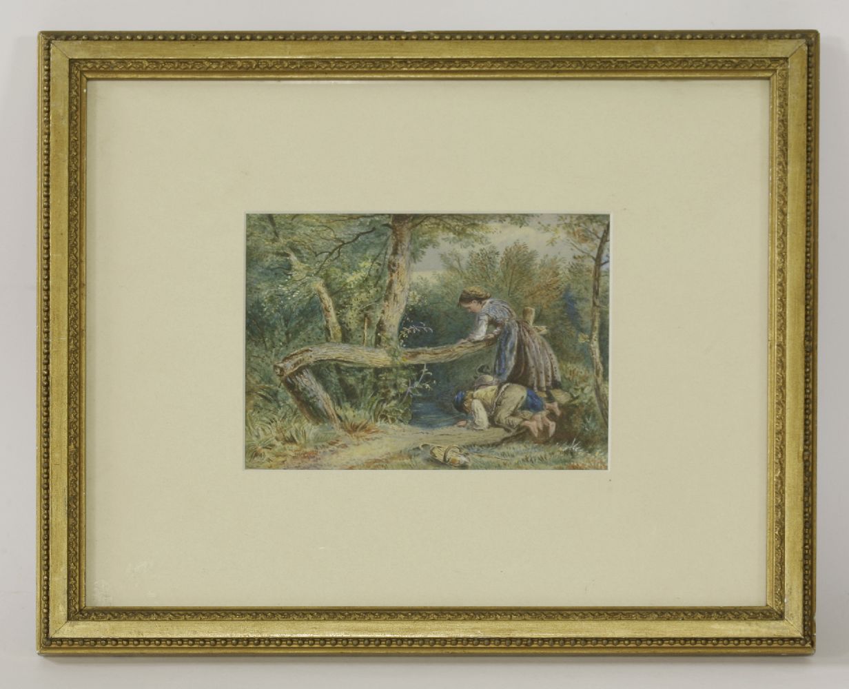 After Myles Birket FosterCHILDREN FISHING FROM A LOG BENCH;A GIRL FISHING WITH DUCKSTwo, - Image 6 of 8