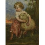 Attributed to James John Hill (1811-1882)A YOUNG GIRL WITH A LAMBOil on panel18.5 x 14.5cm, in an