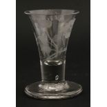 A Jacobite Firing Glass,engraved with a thistle and rose,9.5cm high