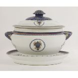 A Soup Tureen, Cover and Stand,20th century, in Compagnie des Indes style for the American market,