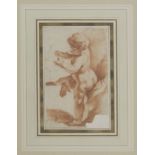 Attributed to François Boucher (French, 1703-1770)STUDY OF A PUTTORed chalk21 x 12.5cmProvenance:
