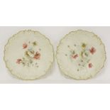 A pair of Royal Worcester Grainger & Co. Plates,dated 1893, painted with flowers within moulded