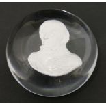 A sulphide Paperweight, 19th century, containing a portrait of Admiral Lord Nelson, in profile