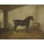Albert Clark (1821-1909)A CHESTNUT HORSE IN A STABLESigned and dated 1892 l.l., oil on canvas50.5