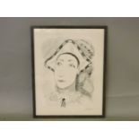 Albert HouthusenWHITE FACE IN PLUMED HATSigned in pencil, numbered AP 6/10, lithograph