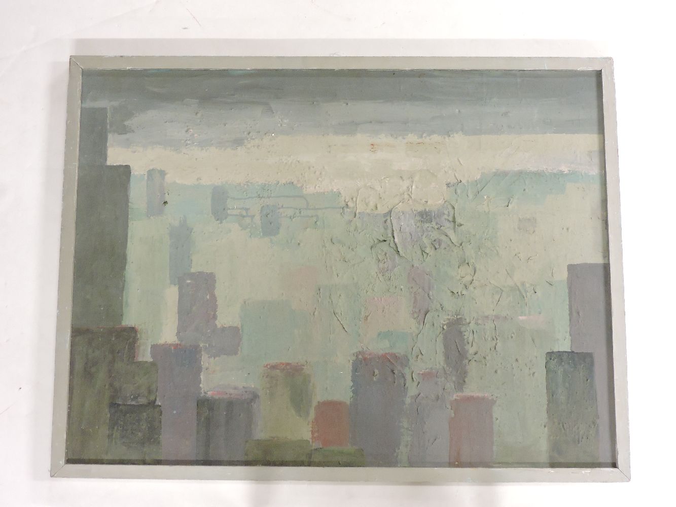 Eliot Slater'THE CITY'Signed, inscribed with title and dated 1977 verso, oil on canvas76 x 102cm