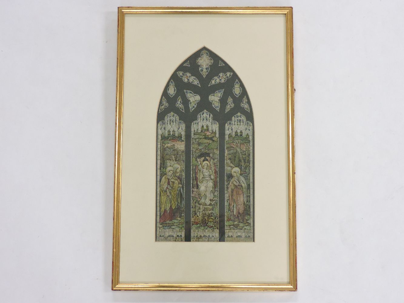 A stained glass design, for the Three Marys at Empty Tomb, for Heaton Butler and Bayne, watercolour,