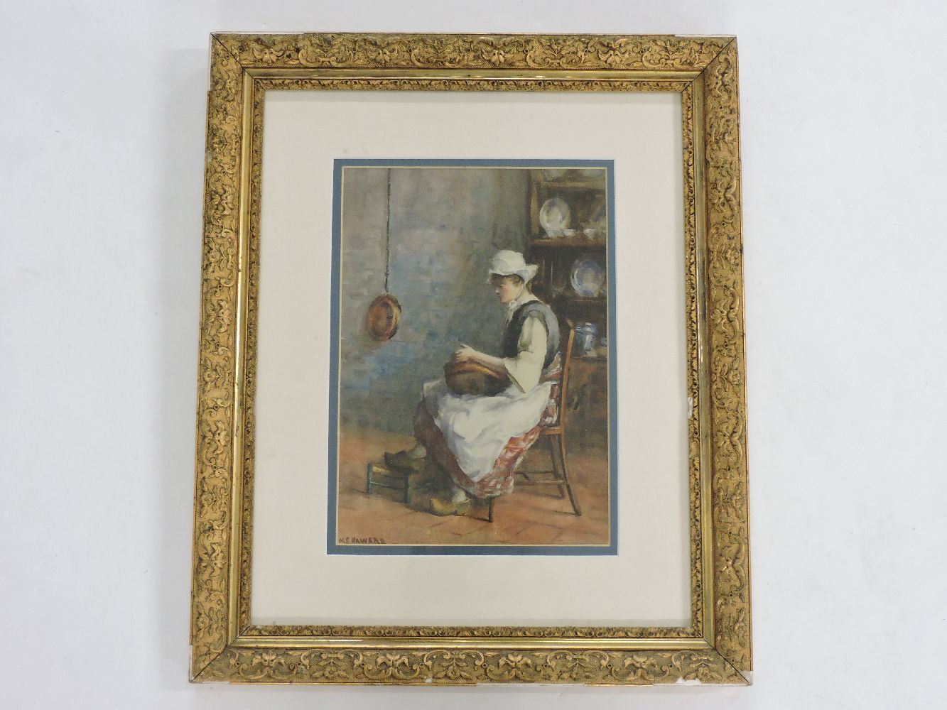 N E Haward??STUDY OF A DUTCH GIRL, SEATEDSigned l.l., watercolour34 x 24cm