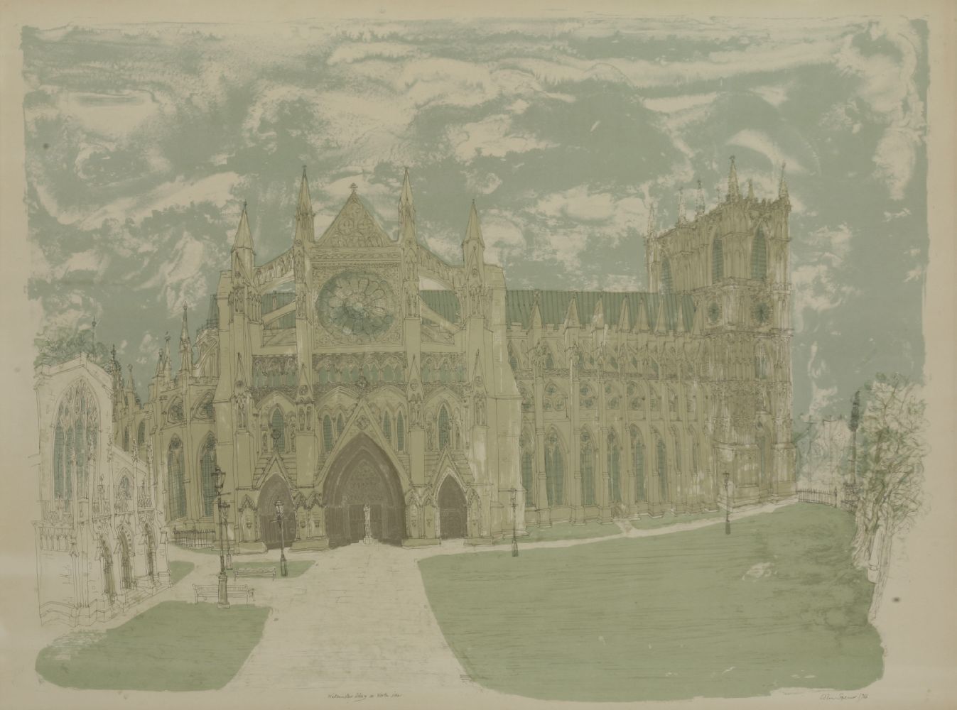 *Colin Spencer (b.1933)WESTMINSTER ABBEY, NORTH SIDELithograph, signed and dated 1966 l.r. and - Image 2 of 4