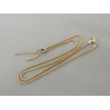A gold popcorn link tassel necklace, stamped 375, 4.6g