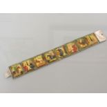 A Persian rectangular link bracelet, mother of pearl with painted Persian scenes