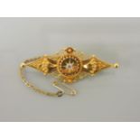A Victorian 15ct gold diamond set bar brooch, dated 1857, 6.6g