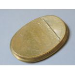 A brass snuff box, inscribed 'T M Clarke, Hatfield 1906', 10cm long