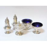 A silver five piece cruet set by George Unite, Birmingham 1915