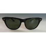 A pair of Rayban vintage 'Wayfarer II' sunglasses, green tinted lenses with black frames, printed 'B