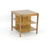 A Heals type square oak book table, 52cm square, 56cm high