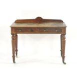 A Victorian mahogany hall table, with two frieze drawers on turned and fluted legs, 108cm wide,