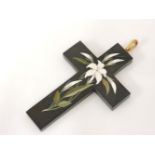 A large Victorian pietra dura pendant cross