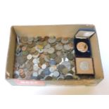 A box of mixed coinage, including Georgian examples