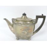 A silver teapot, Goldsmiths' and Silversmiths' Company, Sheffield 1901, with a shaped pierced