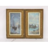 John BaleFISHING BOATS;LONDON BARGES, A pair, signed, oil on board61 x 31cm