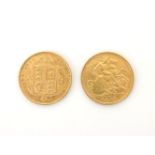 A Victorian gold half sovereign, Jubilee head 1890, and an Edward VII gold half sovereign, 1905