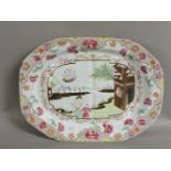 A 19th century Spode meat plate, pattern no 3067, decorated with a 'Chinese' scene of figures,