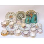 A collection of lustre and other tea wares, a Paragon Edward VIII plate, Dresden dishes, etc