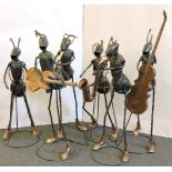 'The Buskers', six humorous copper sculptures in the form of an ant jazz band, tallest 120cm