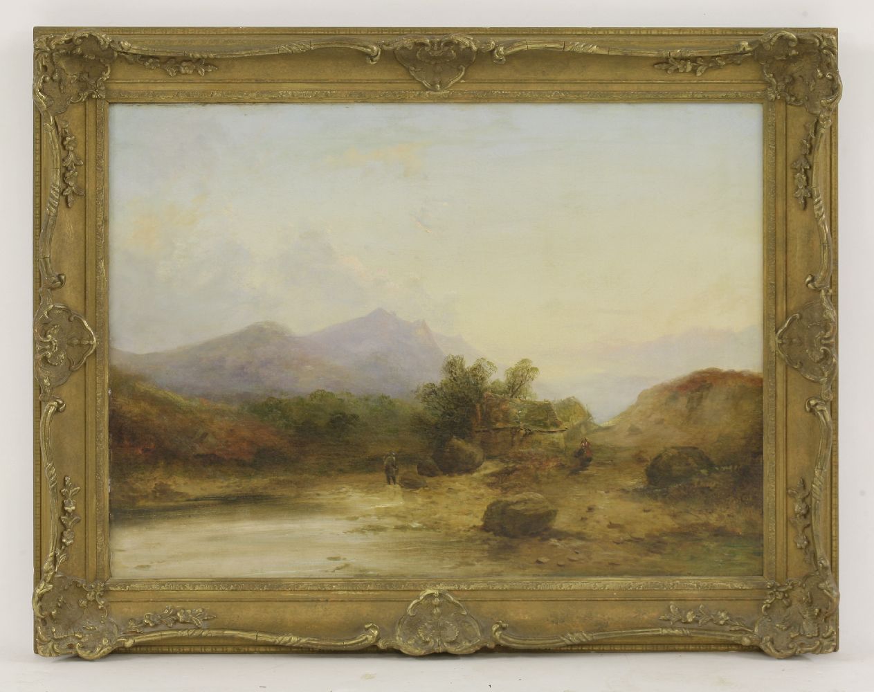 Circle of Joseph Horlor (1809-1887)FIGURES BY A POOL IN A MOUNTAINOUS LANDSCAPEOil on canvas56 x - Image 2 of 3