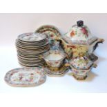 A Masons ironstone part dinner set, comprising ten plates, four dessert plates, graduated